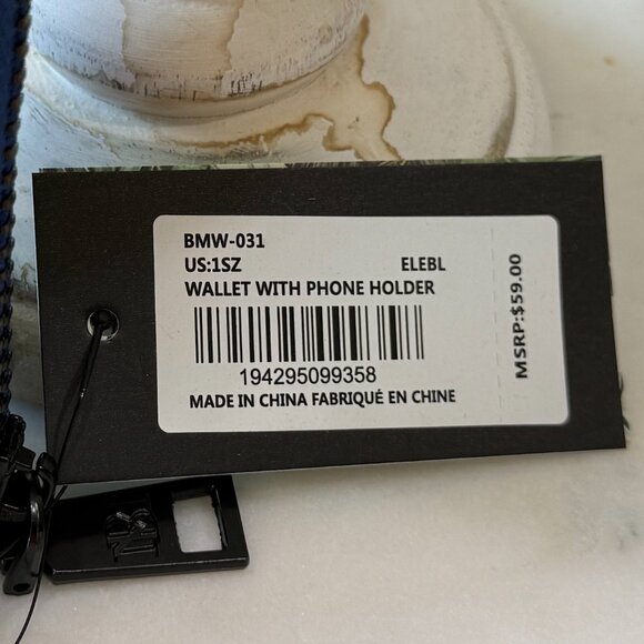 NWT Badgley Mischka Blue Wallet w/ Phone Holder + Black "BM" Letter - Picture 3 of 4